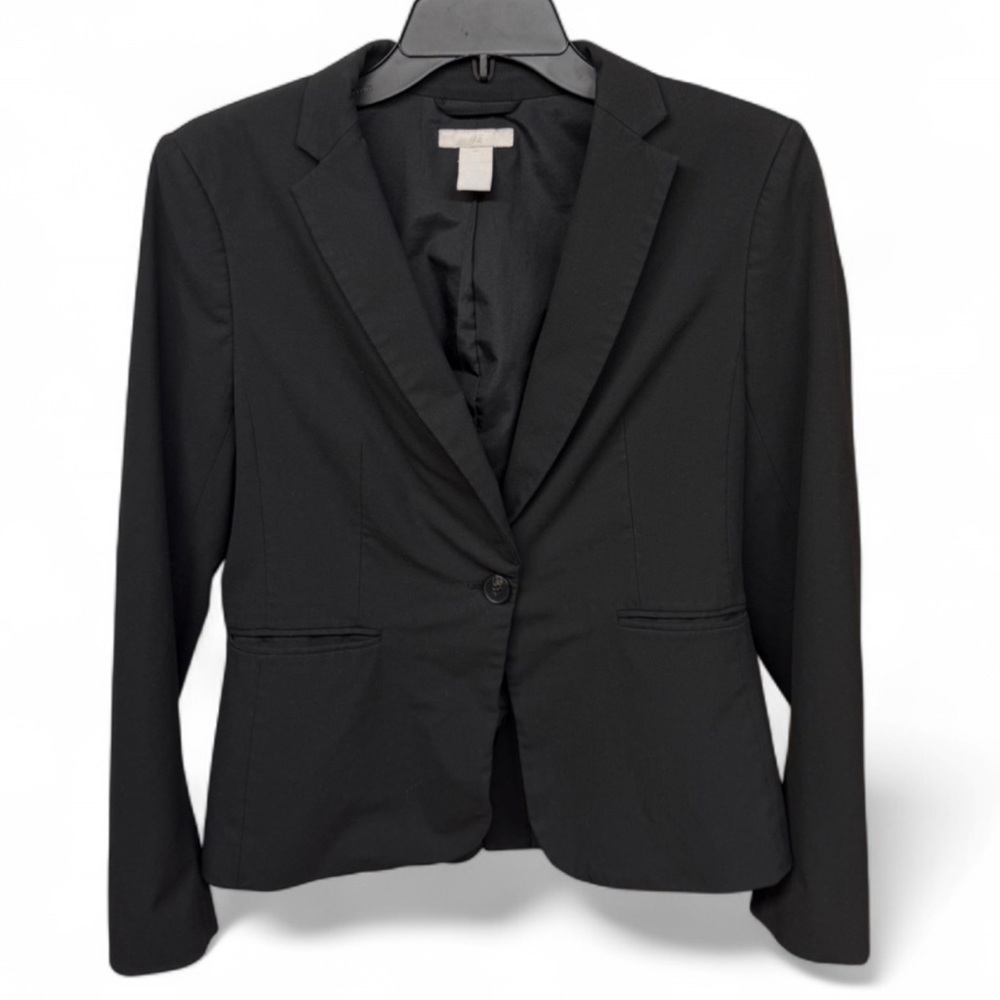 H&M Fitted Single-Button Blazer - Black, Small